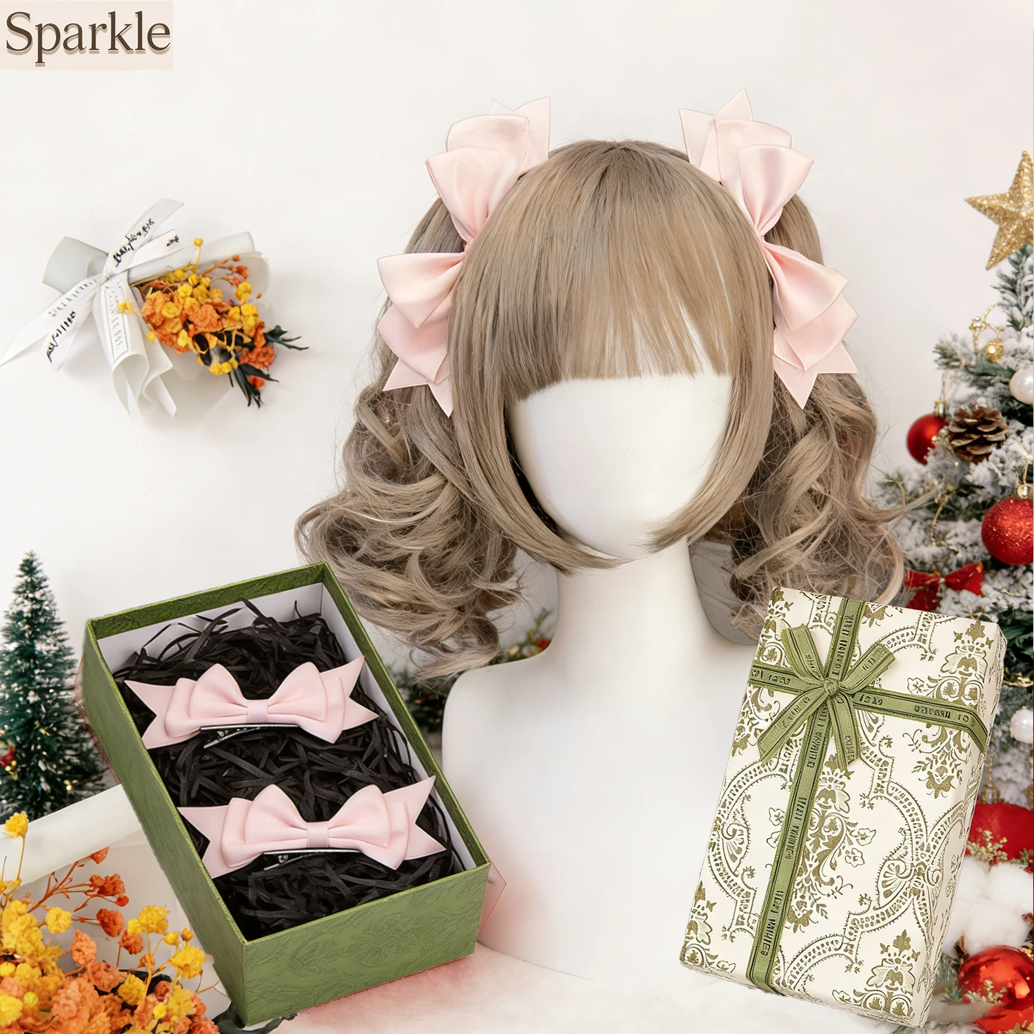 

Lolita Cute Hair Clips Double Ponytail Pair Clips 3D Bowknot Side Clips Japanese JK Headpiece Sweet Kawaii Lolita Hair Accessory