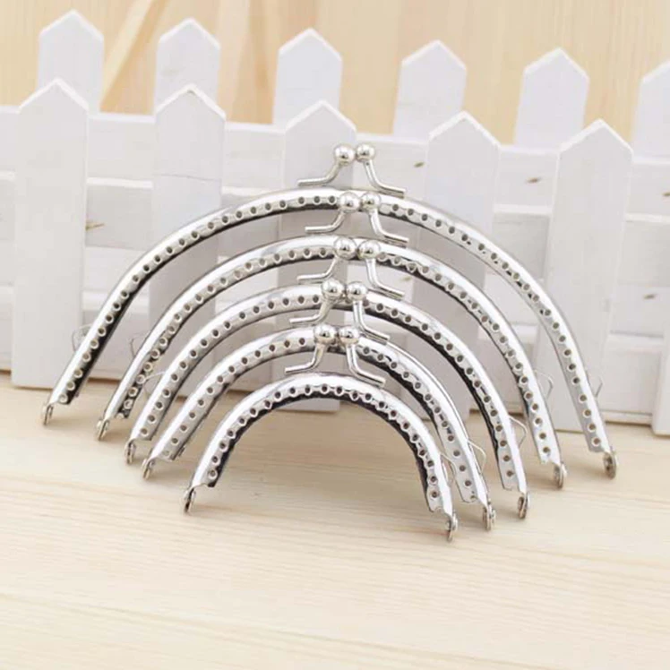 10 Pcs/Lot Square semicircle Glossy Silver Basic Metal Purse Frame Kiss Clasp Lock DIY Bag Accessories 6.5/8.5/10.5/12.5/15/18CM