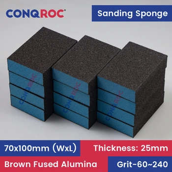 12 Stück 70 x 100 x 25 mm Schleifschwämme, braun, geschmolzene Aluminiumoxid-Trocken- oder Nassschleifblöcke, Handschleifwerkzeug, Körnung 8–Optionen, 60–240