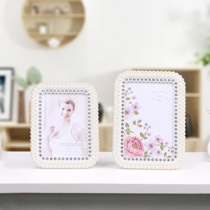 European Style Resin Pearl Decorated Wedding Photo Frame 6 Inch 7Inch Desktop Display Ornaments Picture Frame Home Decor