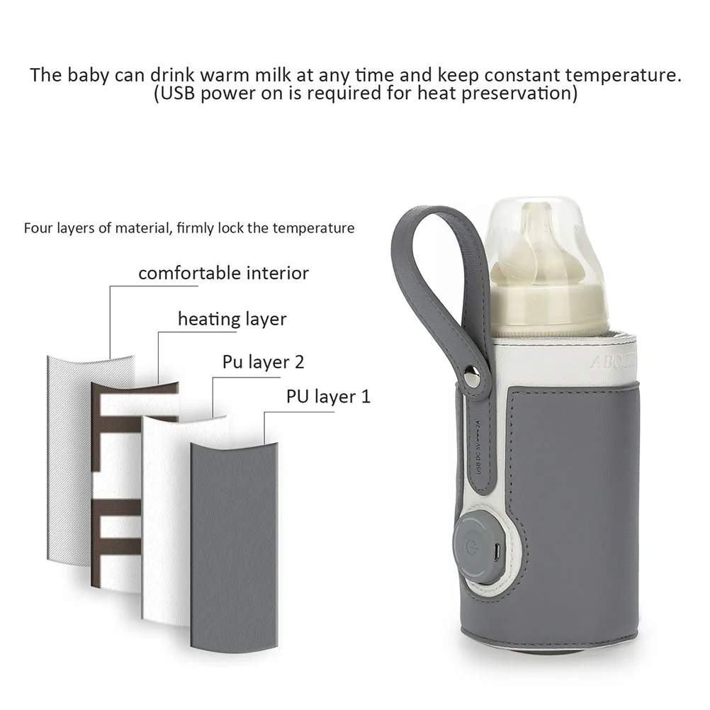 

Portable Milk Bottle Warmer Bag USB The Go Heating for Breastmilk Travel Outdoor Use Fits Most Bottles Easy Carry