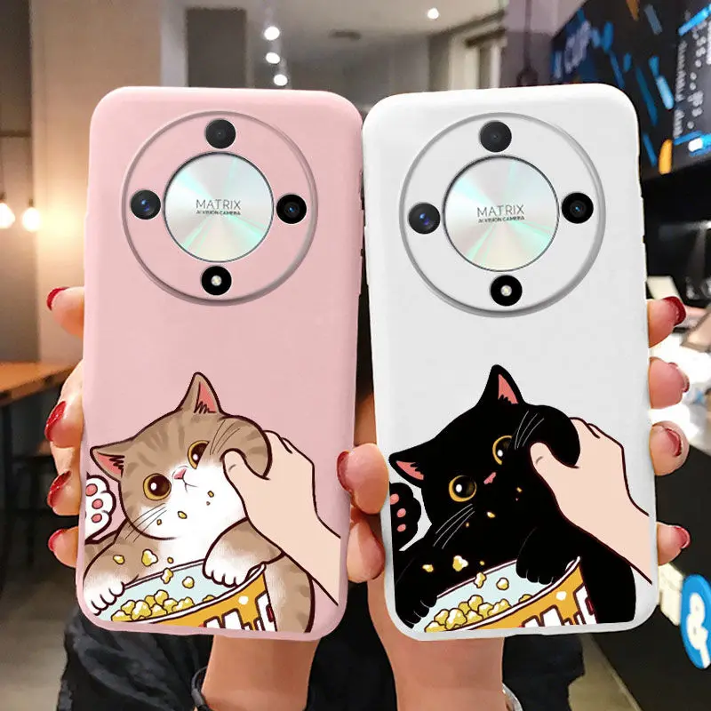 Cartoon Case For Huawei Mate 20 Lite 20 Nova 8i Honor 50 Lite Magic5 6 7 LITE 5G X9c X9A X9B Cute Balck Cat Cover Soft TPU Shell