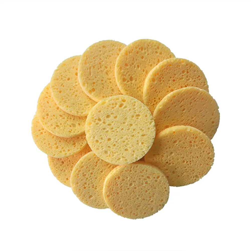 50Pcs Round Facial Cleansing Sponge Natural Cellulose Face Care Puff for Makeup Removal Deep Skin