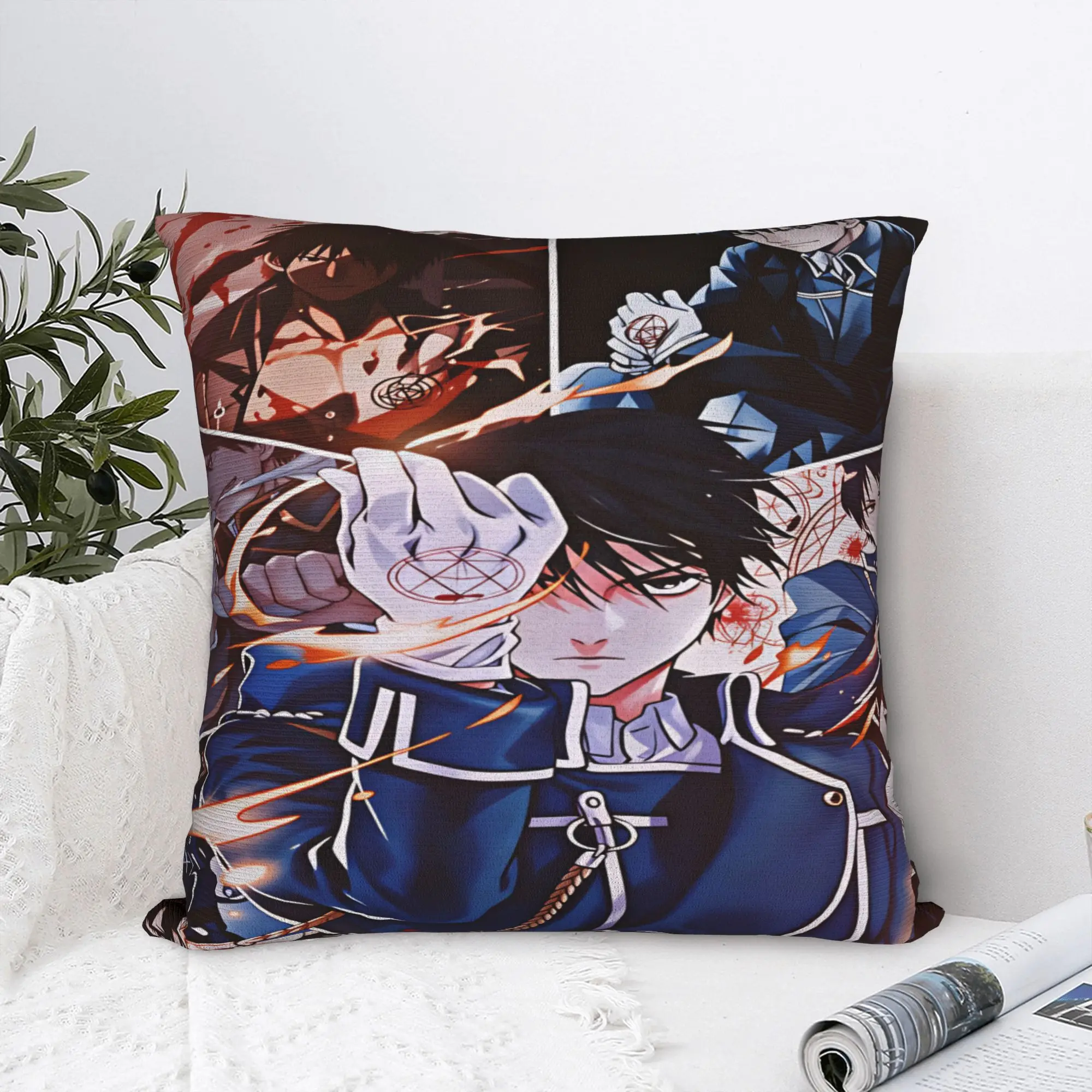 Roy Mustang Pillow Cover Fullmetal Alchemists Design Cushion Cover Vintage Pillow Case For Living Room Chair