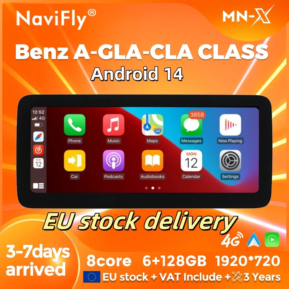 Sistemi Intelligenti GPS per Autoradio NaviFly per Mercedes Benz Classe A W176 GLA X156 CLA C117 2013-2018 BT Android 14 Auto CarPlay