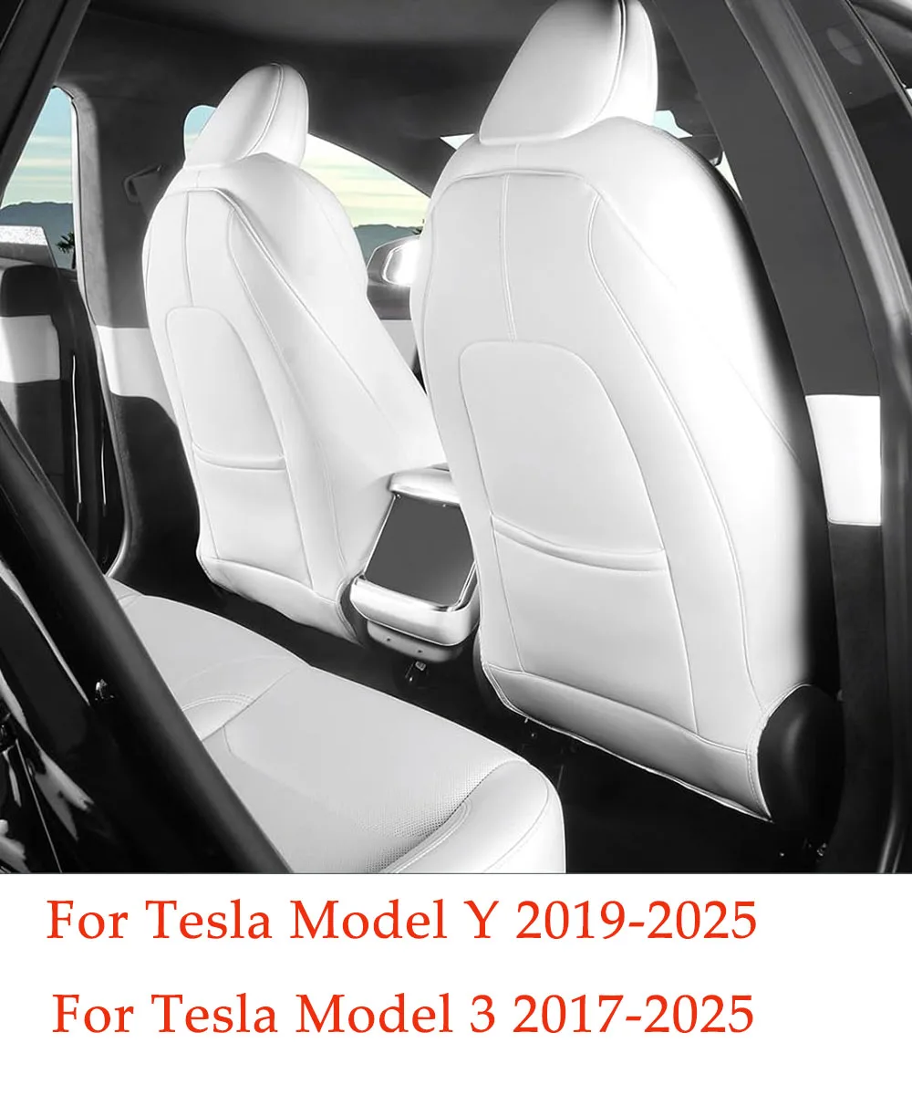 For Tesla Model Y Juniper Model 3 Highland 2017-2025 Back Seat Cover 2PCS Leather Protector Wear-Resistant Kick Seatback Mats