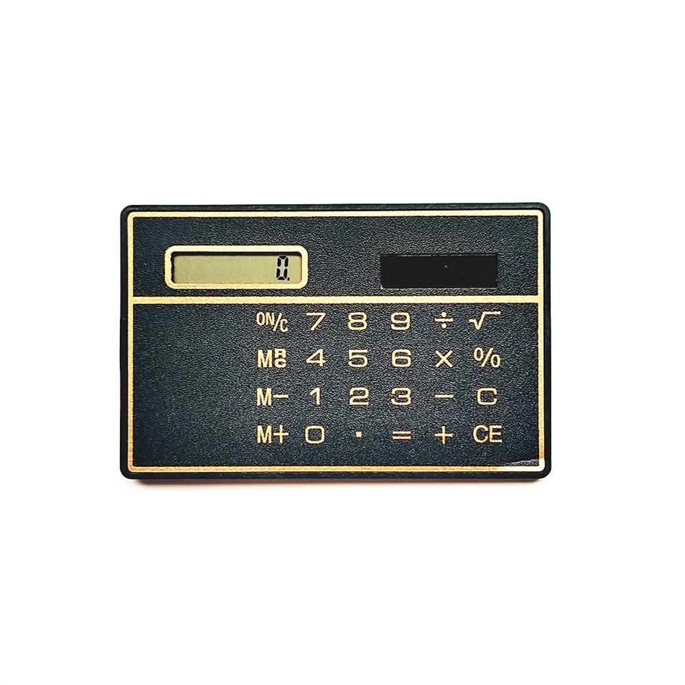 Mini calculadora de bolsillo Solar portátil, tarjeta de crédito ultrafina, tamaño de 8 dígitos, suministros de oficina y escuela, 1 unidad