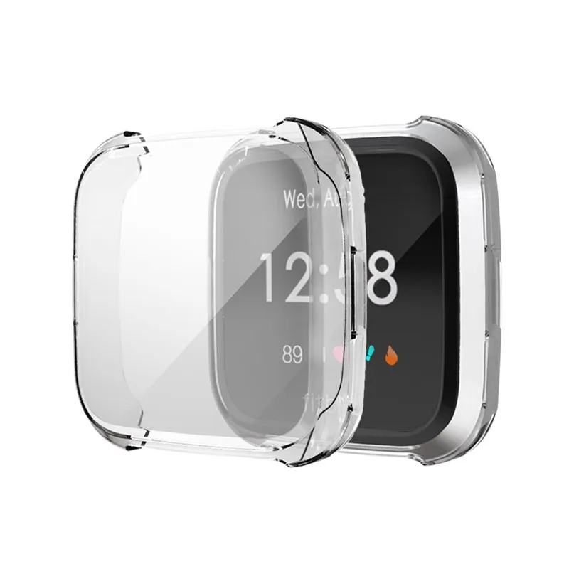 Novo 1 pçs caso tpu macio para fitbit versa1 versa 2 versa lite banda à prova dwaterproof água relógio escudo capa protetor de tela para fitbit versa