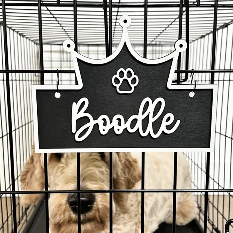 1Pc Custom Crown dog paw print Wooden Name Plaque,Home Room Office Wall Door Decor,DIY Paintable,Birthday Wedding Gift