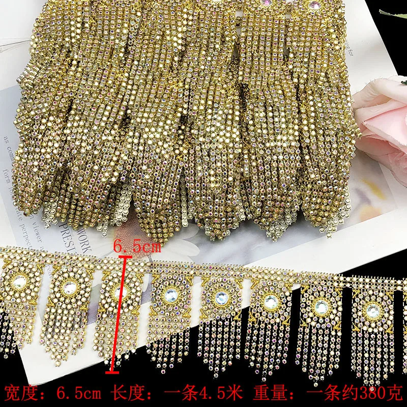 4 yards 6,5 cm breed goud zilver AB strass steentjes ketting kant trim voor DIY naaiwerk versiering bruids hoofdband riem decoratie