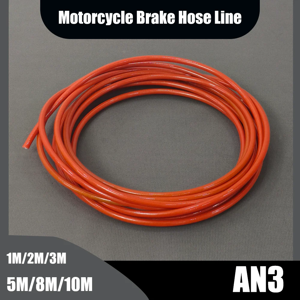 

1M/2M/3M/5M/8M/10M AN3 Motorcycle Braided Stainless Steel Nylon Clutch Oil Line Hose Brake Pipe Hose Dirt Bike Gas Oil Fuel Tube