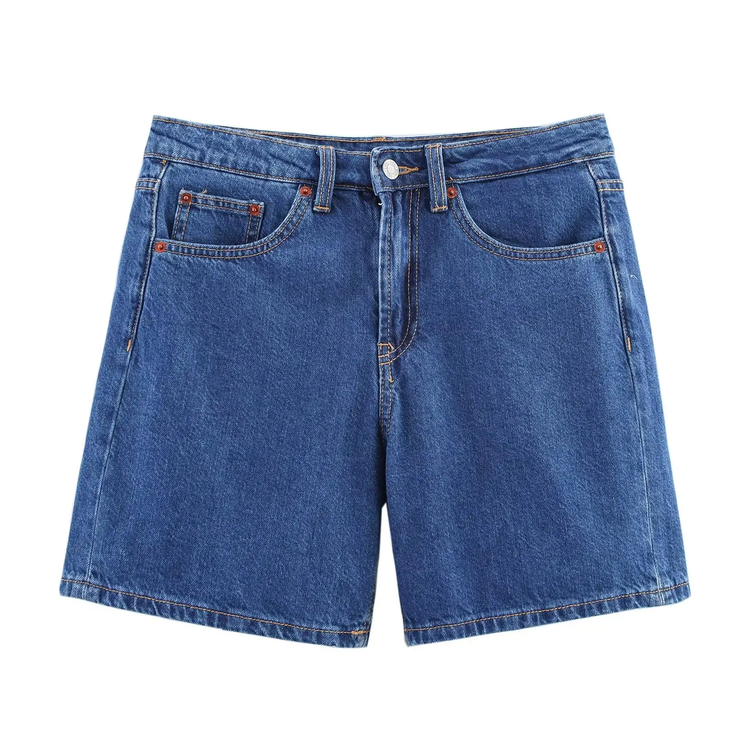 2025 nueva ropa de verano para mujer, moda informal, pantalones vaqueros cortos versátiles, sencillos, cómodos, sueltos, ajustados, de cintura alta