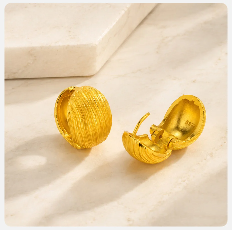 Vnox Europa Amerika Trendige Kugel-Creolen für Damen Elegante 18K Vergoldete Huggie-Ohrringe Klobige Ohrstecker Statement-Schmuck – Detail 5
