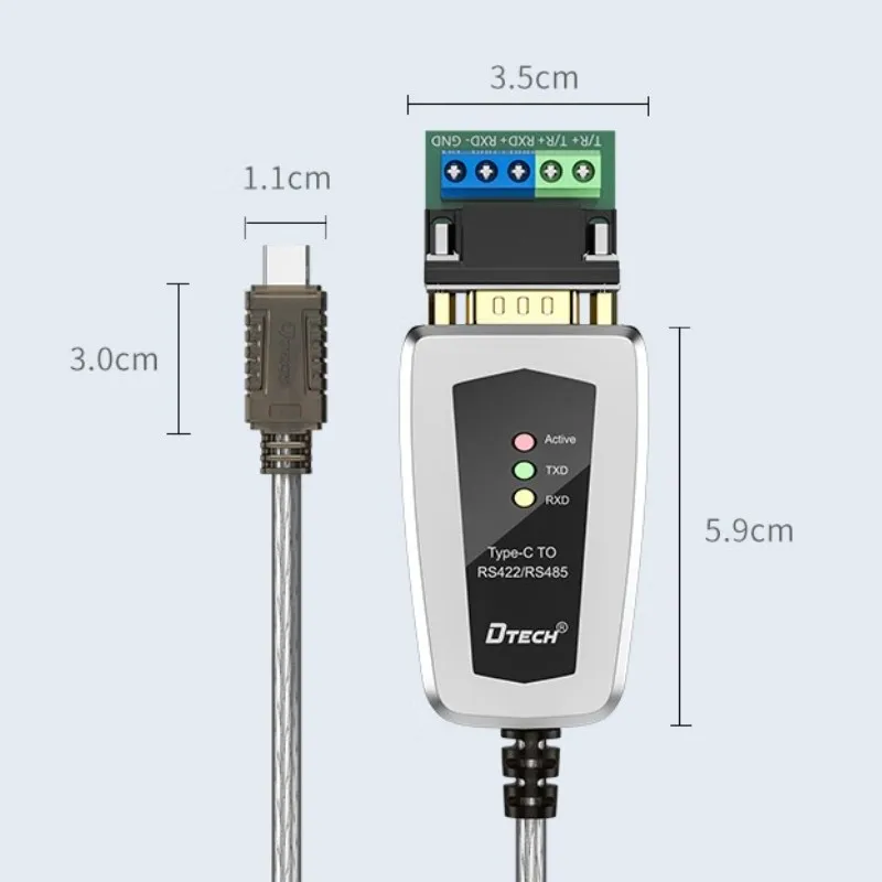 DTECH USB Type C to RS485 RS422 DB9 Serial Adapter Converter Cable 3m
