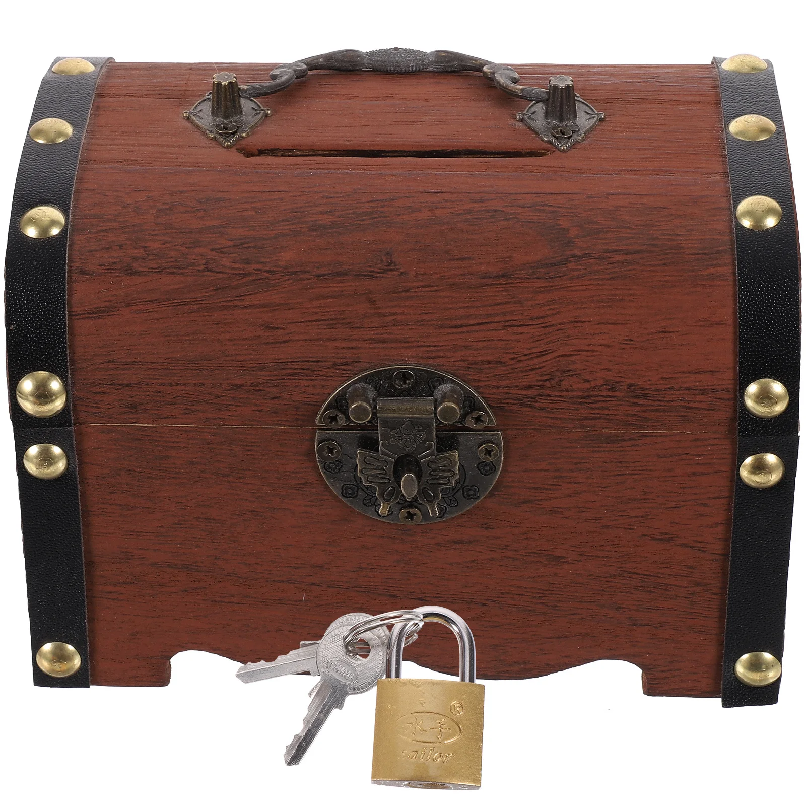 Sparschwein aus Holz im Vintage-Stil, abschließbares Geldsparglas für Kinder und Erwachsene, Schreibtisch-Münzaufbewahrung, Heimdekoration, einzigartiges Haus