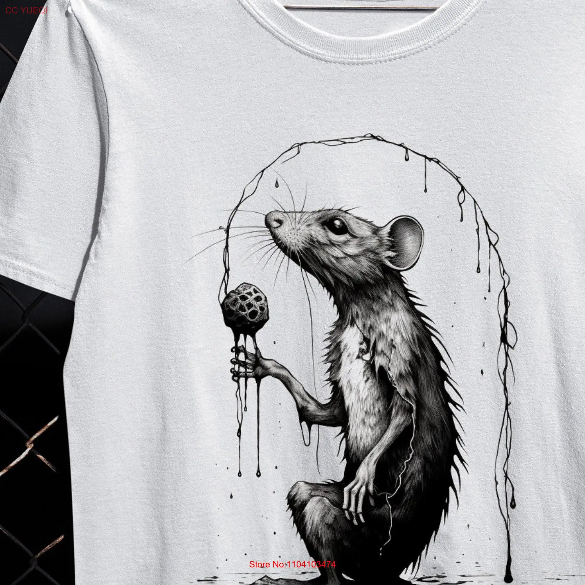 Creepy Rat T Shirt Trad Goth Aesthetic Whimsigoth Weirdcore Clothes Alt Clothing Y2K Top long or short sleeves