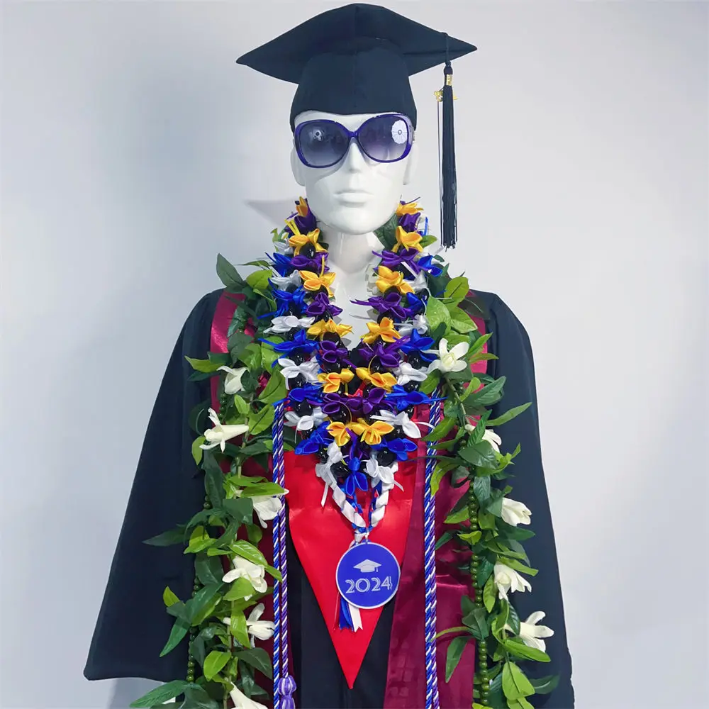 Colar De Graduação Trançado Personalizado, Fita De Orquídea Lei, Lei Hawaii Kukui Nut, Presente De Graduação, Decoração De Festa, 2024