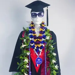 Class of 2024 Graduation Lei Orchid Ribbon Lei Hawaii Kukui Nut Lei Customized Braided Necklace Graduation Gift Party Decoration