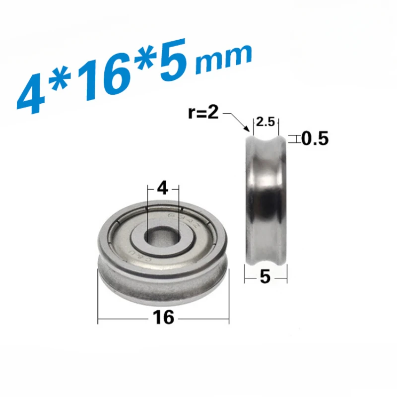 4 634 Không Tiêu Chuẩn Mang Ròng Rọc Có Rãnh U Rãnh Kim Loại Bánh Xe Tự Động Theo Dõi R2-4 * 16*5