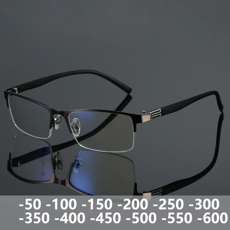 

Business Man Myopia Glasses Blue Light Black Rectangle Prescription Glasses Women Minus Half Frame Myopia Glasses Dioptric