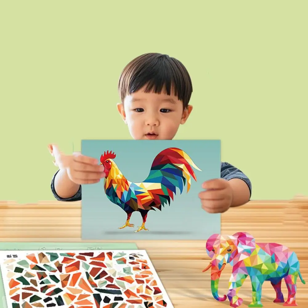Paper 3D Geometric Sticker Books Handmade Montessori DIY Paste Material Kit Cartoon Educational Animals Sticker Book Children