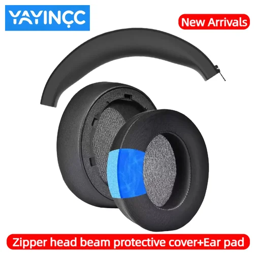 Imagen 2 del producto Almohadillas de repuesto YAYINCC de Gel refrescante/almohadillas de espuma viscoelástica de cuero para auriculares para juegos Anker Soundcore Life Q35 con hebilla de plástico