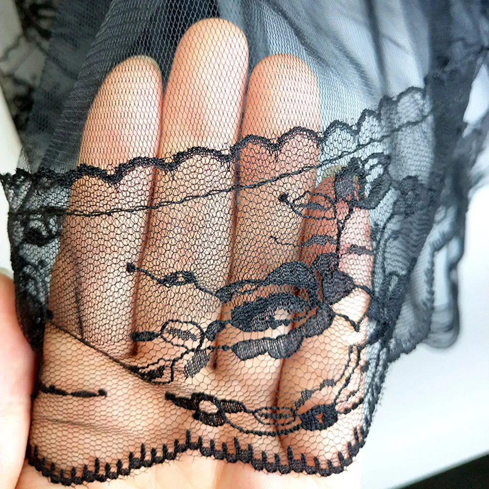 

Black Lace Veil Double Layer Bridal Veils for Brides Durable Fabric Wedding Black Veil Photo Cosplay Accessories