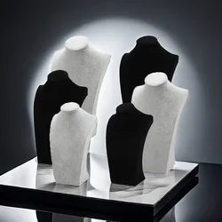 1pc Fashion Velvet Mannequin Bust Necklace Display Stand Portrait Jewelry Pendant Rack Holder Counter Display Props
