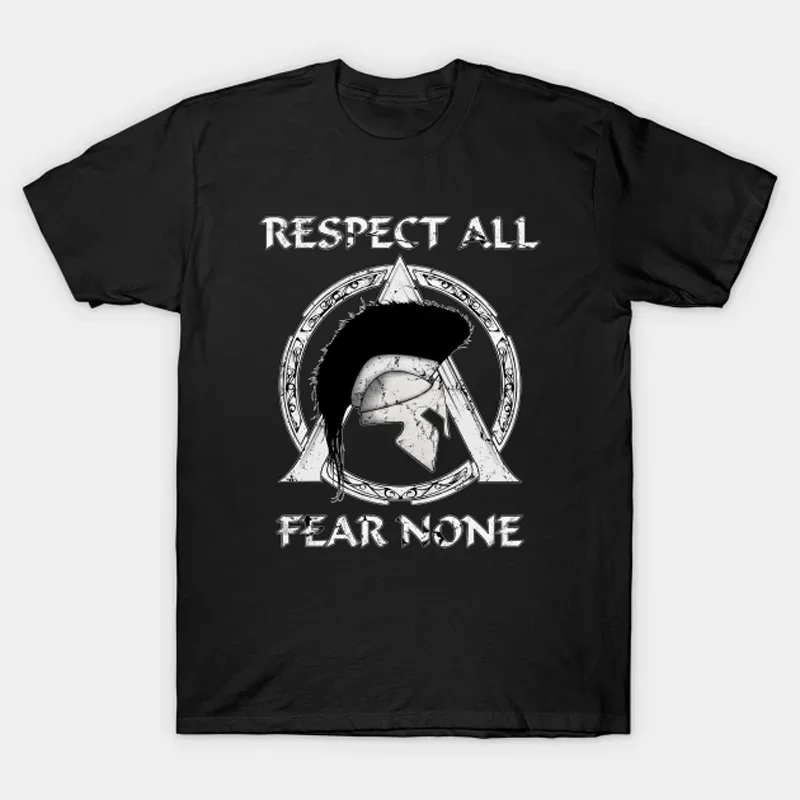 

Respect All, Fear None. Molon Labe Spartan Warrior Helmet and Symbol T-Shirt 100% Cotton O-Neck Short Sleeve Casual Mens T-shirt