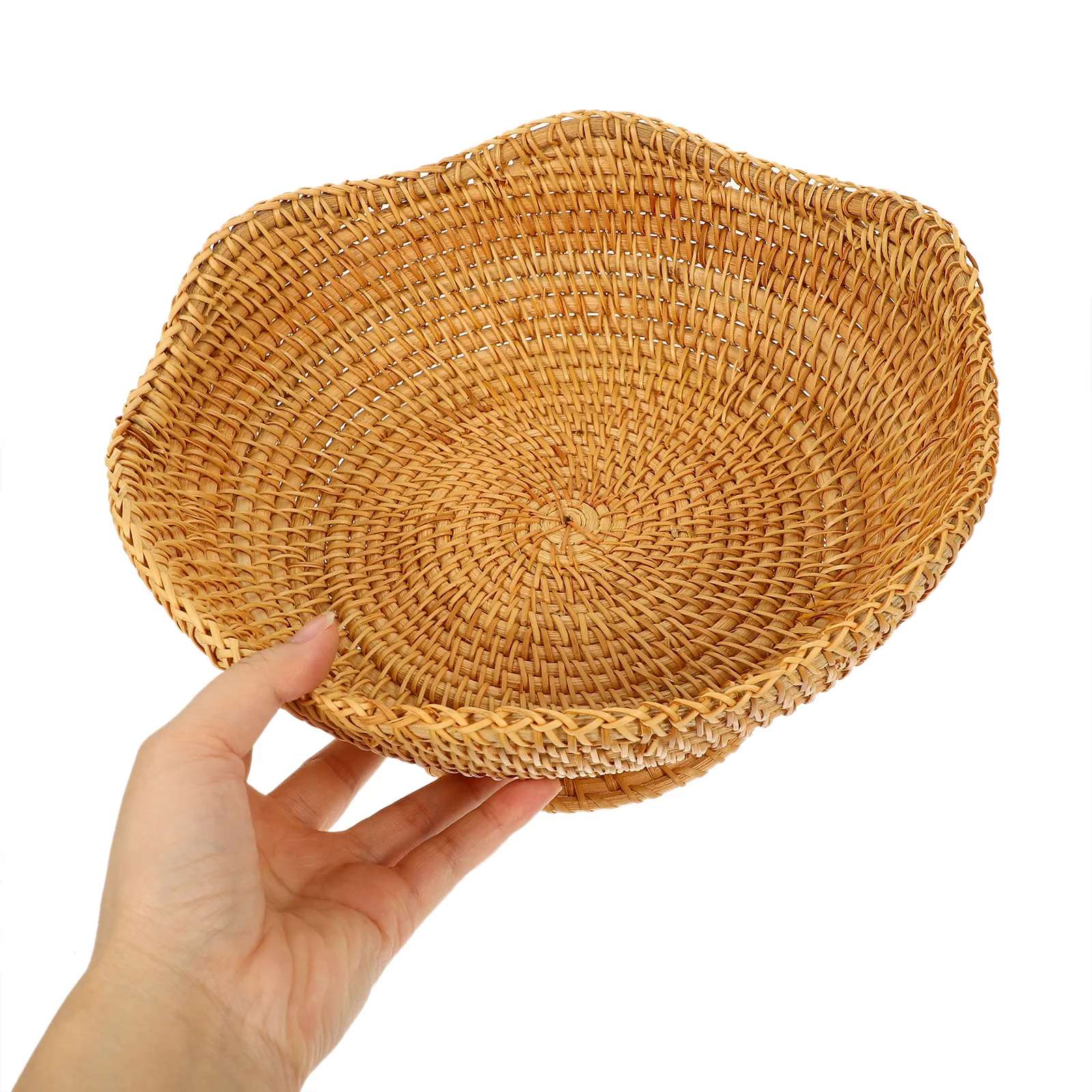 

Small Round Woven Rattan Basket Handcrafted Desktop Organizer Suitable for Keys Wallet Fruit Storage Small Woven Basket