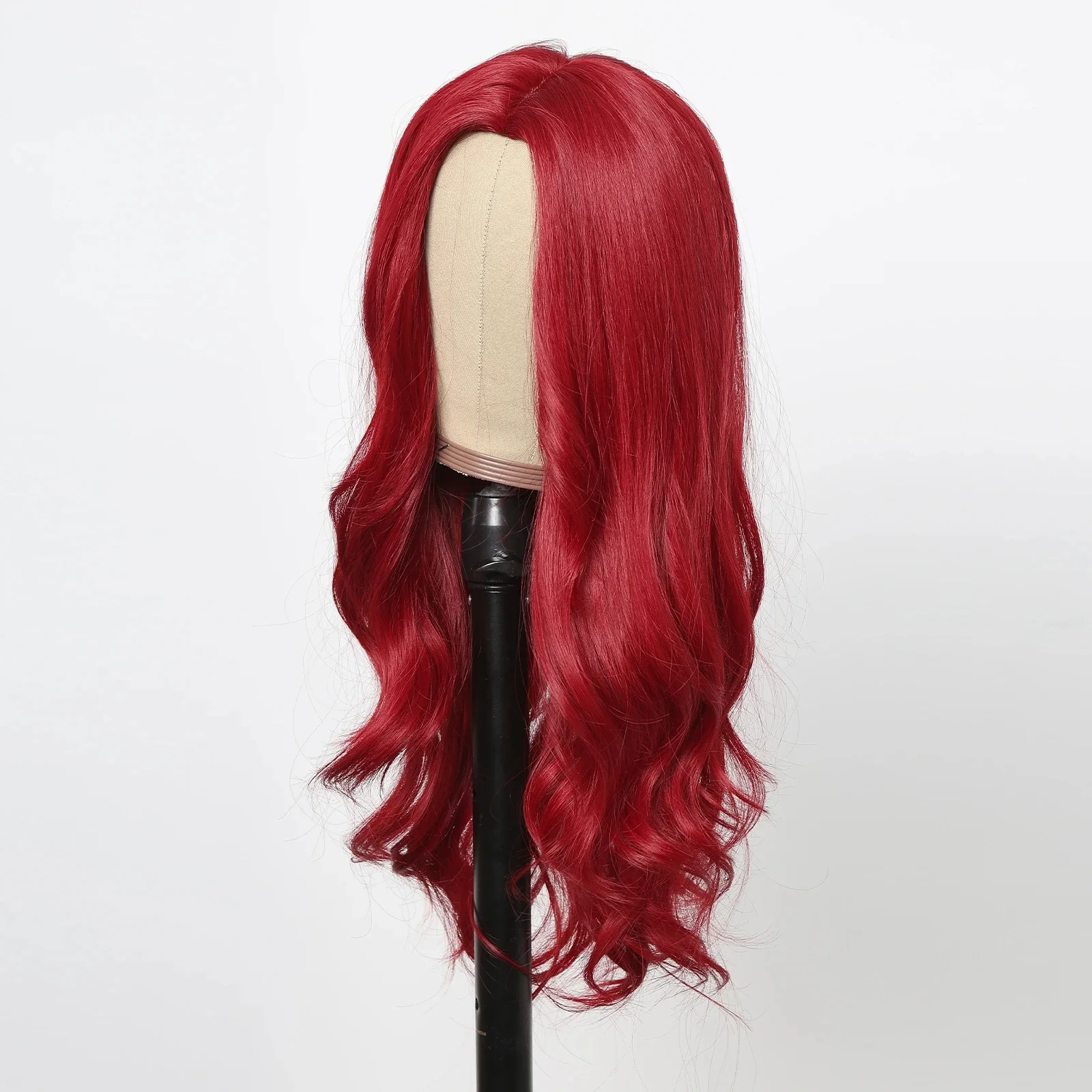 Red Synthetic Wig, Naturally Wavy, Long Curly Hair, Women's Daily Party Cosplay, Heat-Resistant Full Head Cover image 3