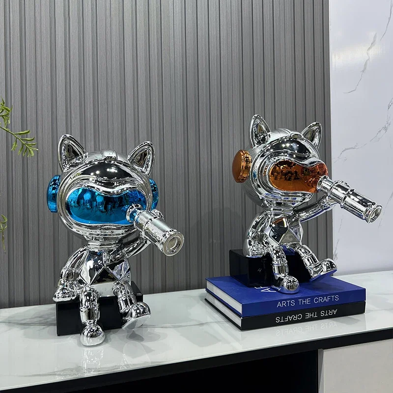 Space Cat Astronaut Statuette Decoration Living Room Study Bedroom Office Desktop Cartoon Art Figurine Ornament Customized