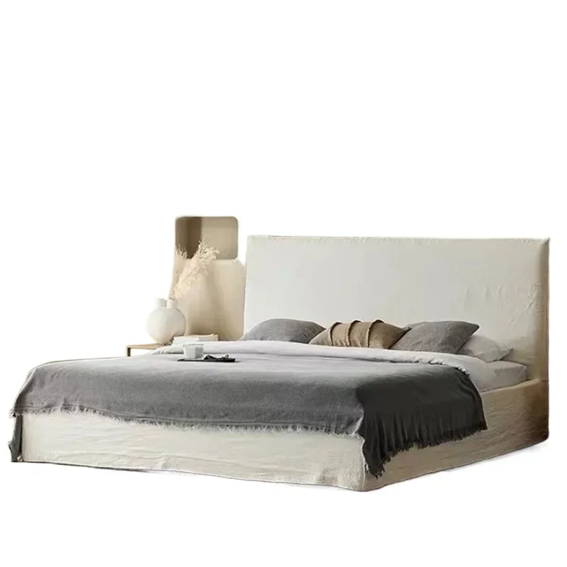 Style washed linen double bed 1.5 1.8 meters fully dismantled and washed B & B inn furniture