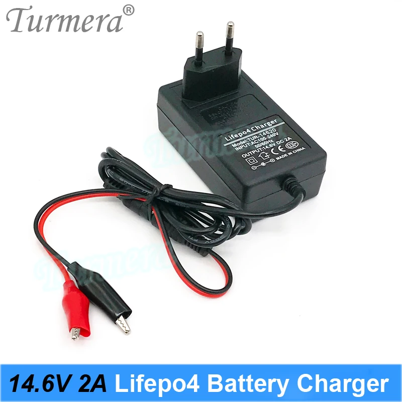 Turmera 14,6 V 2A 4S Lifepo4 cargador de batería DC 5,5*2,1mm para 4Series 12V 12,8 V 14,4 V 18650 32650 32700 33140 Lifepo4 uso de batería