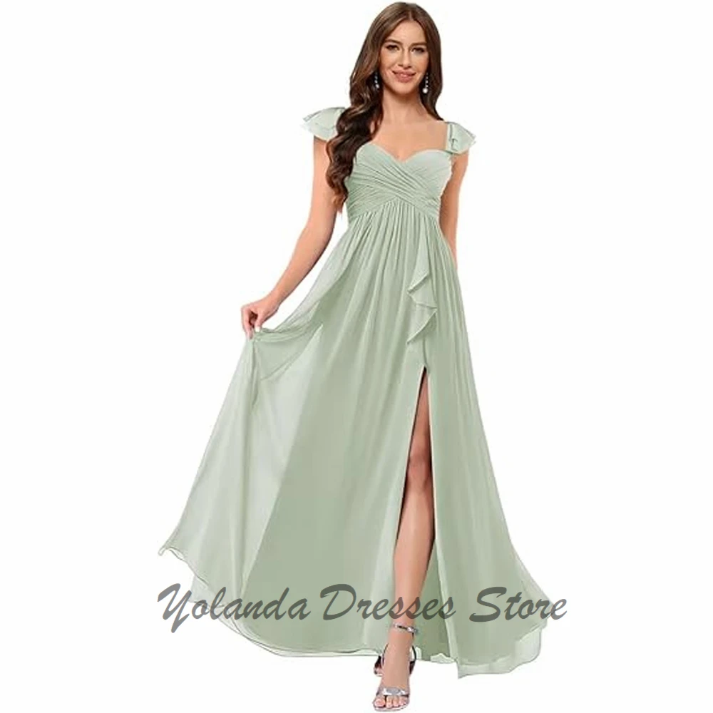 

Customized Mother of The Bride Dresses Cap Sleeve Lace Up Formal Evening Gown Sweetheart Neck Wedding Guest Dress Front Slit