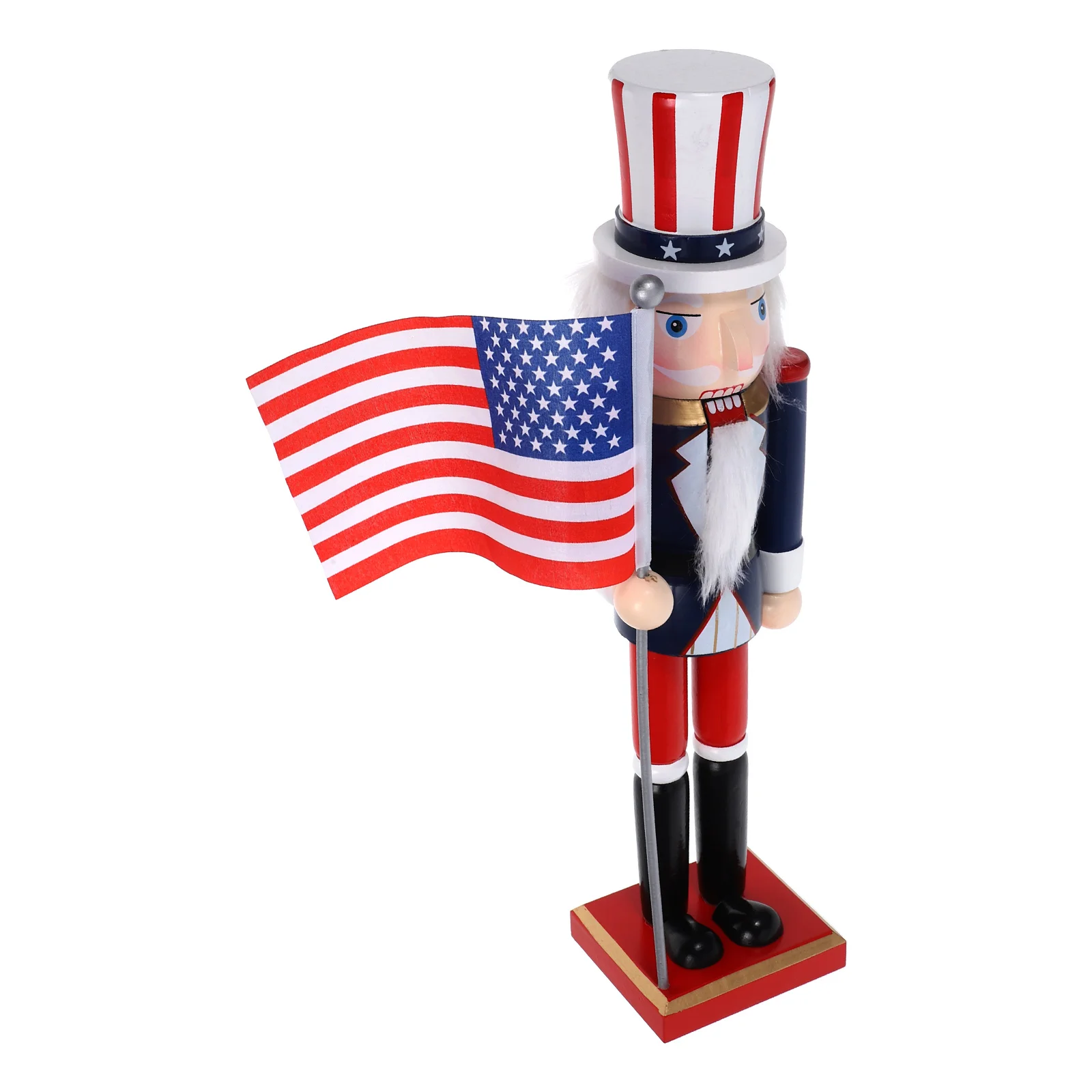 

Independence Day Nutcracker Soldier Statue 38cm Wooden Decor Patriotic Ornament Holiday Figures USA Display