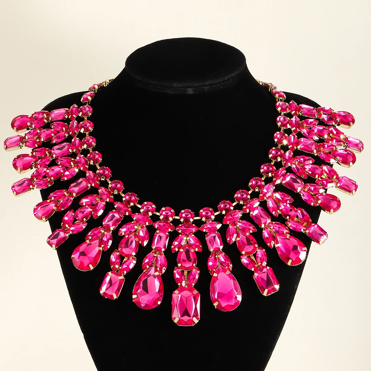 Vedawas Luxury Geometric Rhinestone Necklace,Elegant Banquet Wedding Women Accessories,Gifts for Lover and Friends