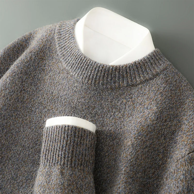 Autumn And Winter Cashmere Sweater Men's Solid Color Thick Knitted Pullover Sweater Simple Casual Business Wool Bottoming Shirt