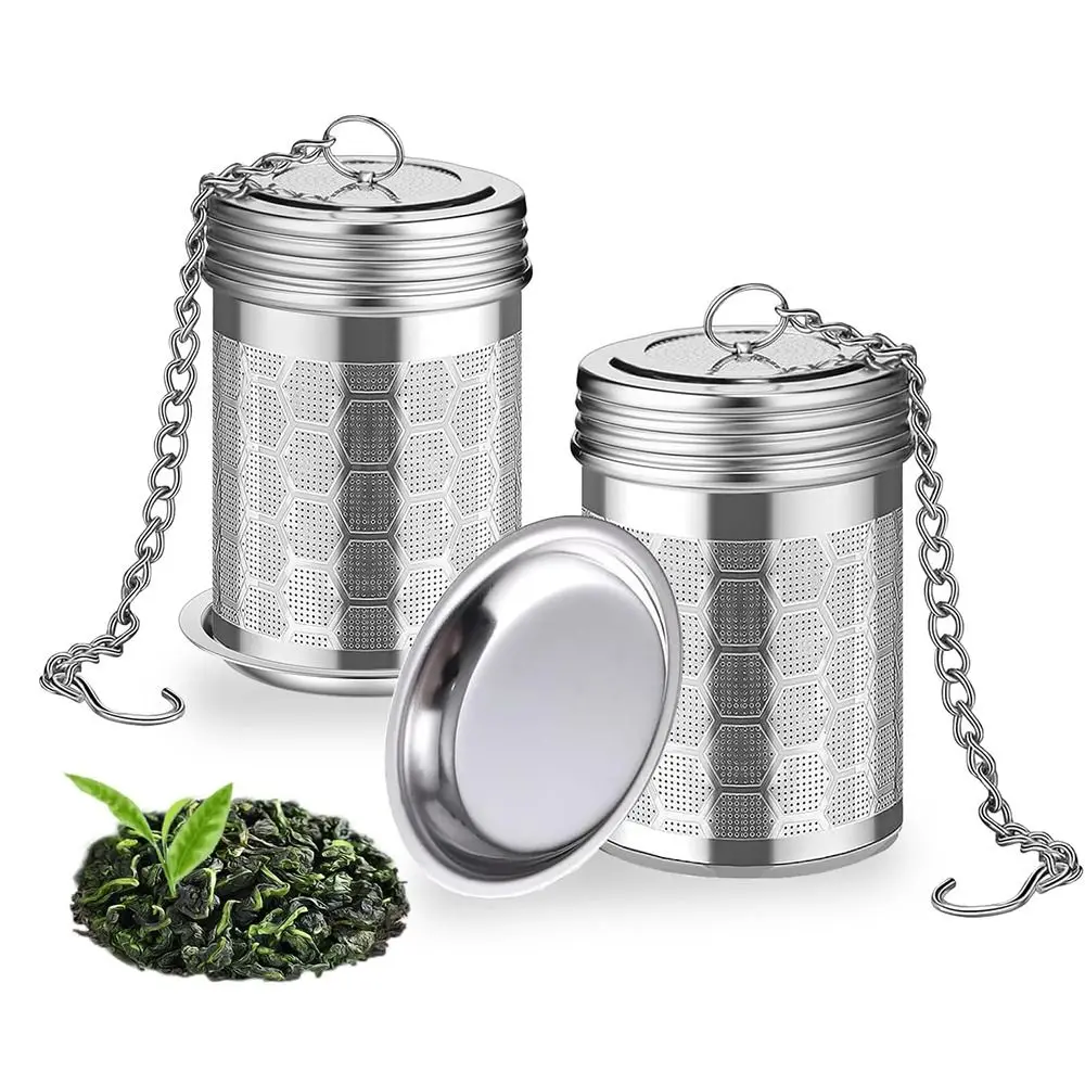 Extra Fine Mesh Loose Tea Infuser 304 Stainless Steel Drip Trays Tea Steeper Rust Proof Threaded Lid Tea Leaf Holder Spices