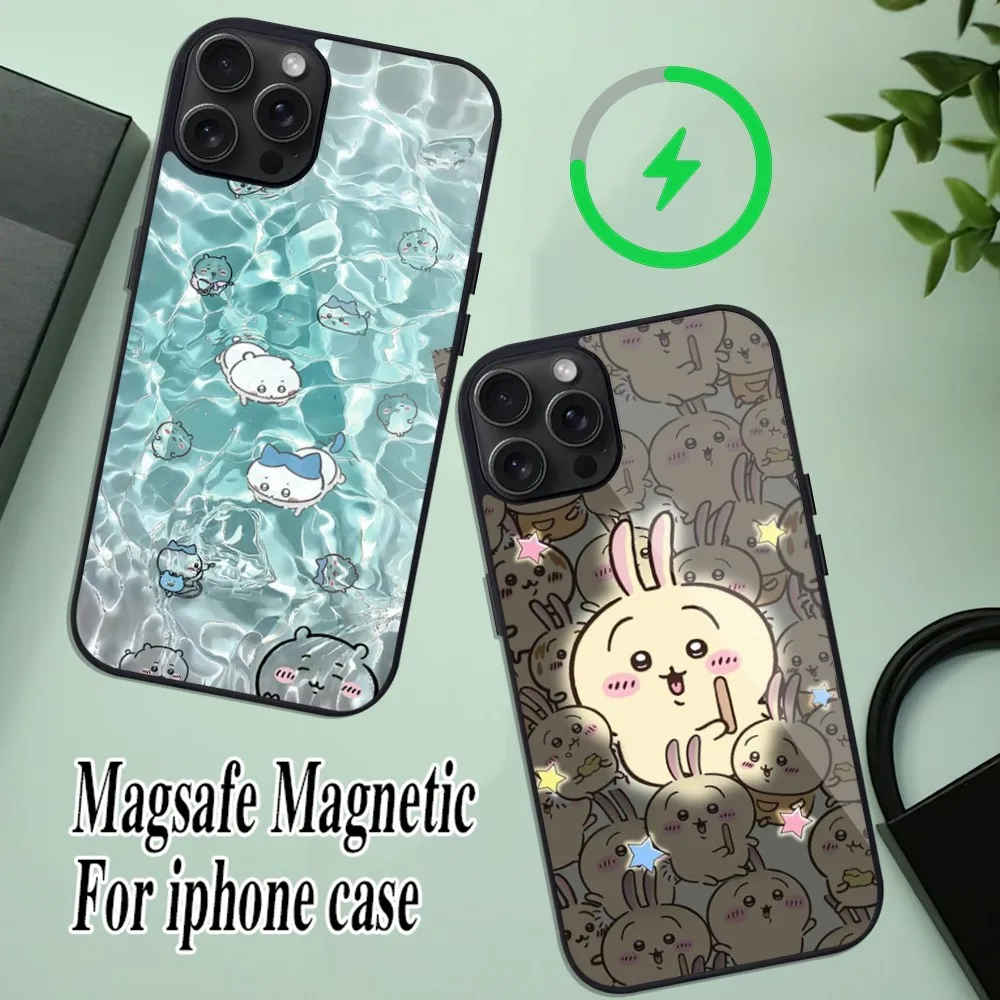 Cute C-Chiikawa Phone Case For iPhone 11 Mini 12 13 Max 14 Plus 15 Pro Magesafe Magnetic Shell