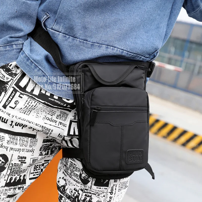 Motorcycle Waist Pack Bag Nylon Men Drop Leg Bag Fanny Pack  Riding Casual Shoulder Cross Body Thigh Male Hip Belt Waist Bags