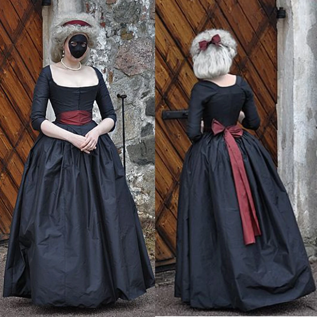 

Rococo Black Long Sleeves Dress Inspiration Maiden Costume Bridal ball gown Women's 1860s Victorian Rococo Dress Custom made