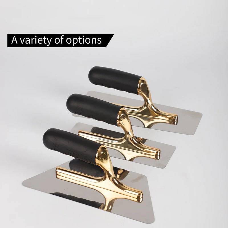 F50 Plaster Bricklaying Trowel Gold Stainless Steel Rubber Handle Skimming Plastering Trowel Wall Construction Tools Paint Tools