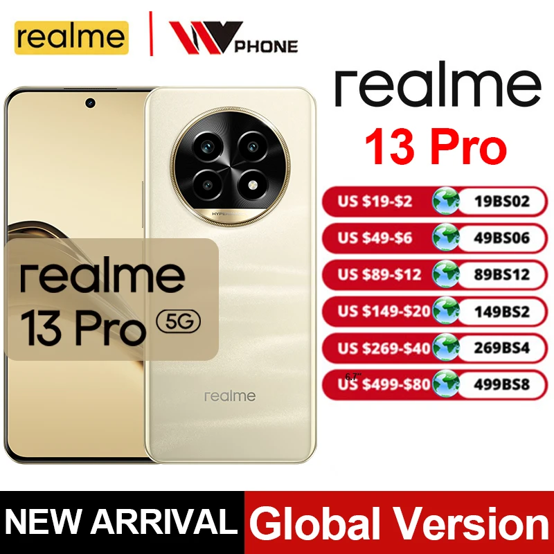 

realme 13 Pro Smartphone Snapdragon 7s Gen 2 5G Chipset Sony LYT-600 OIS Camera 120Hz Curved Display AI Imaging 5200mAh Battery