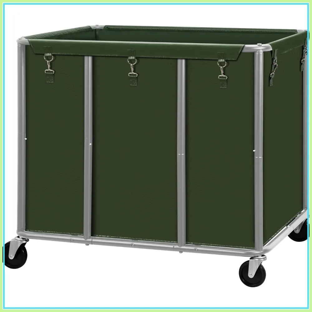 

420L Industrial Laundry Cart with Lockable Wheels, Heavy Duty Rolling Hamper, 400 lbs Capacity for Hotels, Hospitals