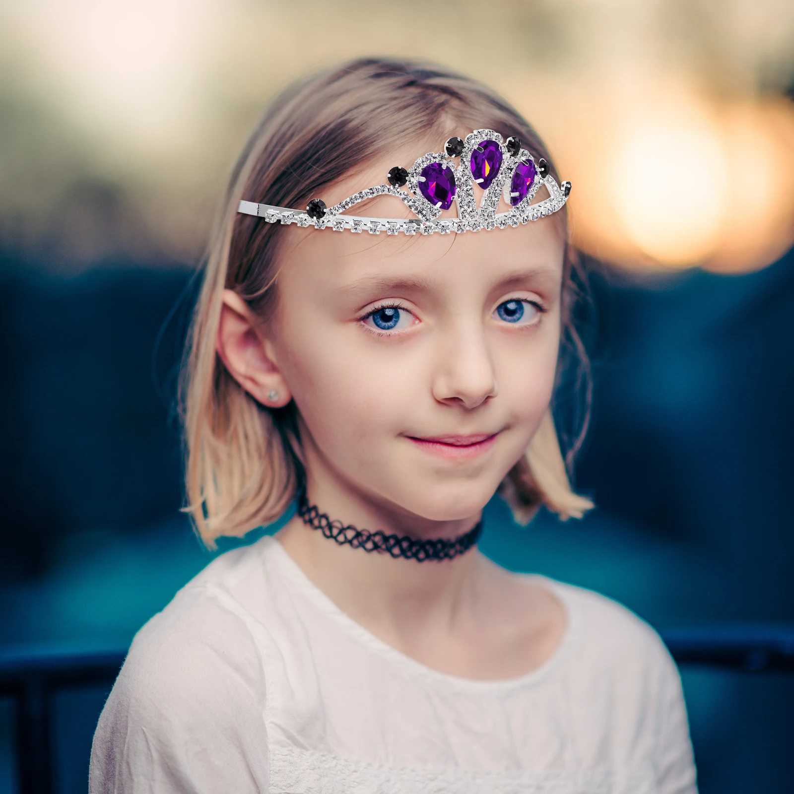 

1pc Rhinestone Crown Headband Wedding Tiara Purple Party Girl Elegant Durable Comfortable Women Banquet Performance Celebration