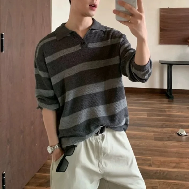 

Американский контрастный пуловер с воротником чайки, осенью и зимой, новый мужской высококачественный повседневный вязаный топ