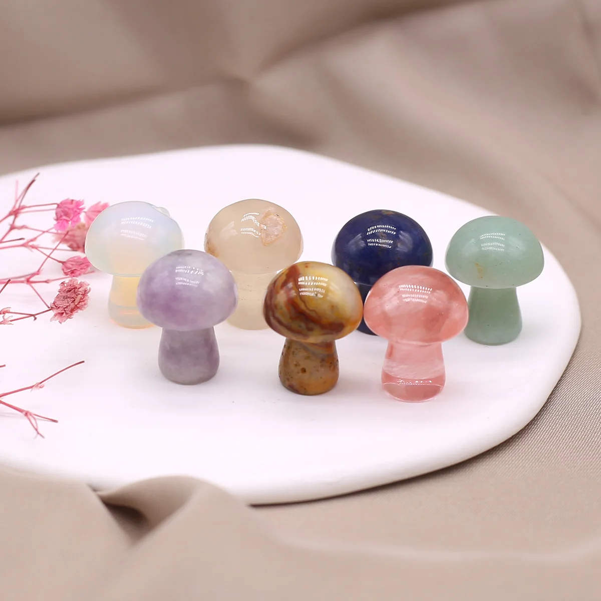 7 stücke Natürliche Stein Mineral Kristall Achat Quarz Healing Pilz Zimmer Wohnkultur Aquarium Dekoration Handwerk Ornament Zubehör