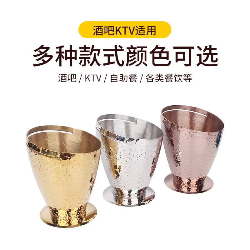 Stainless steel thickened hammer point ice bucket cone ice bucket bar KTV club dinner champagne beer bucket