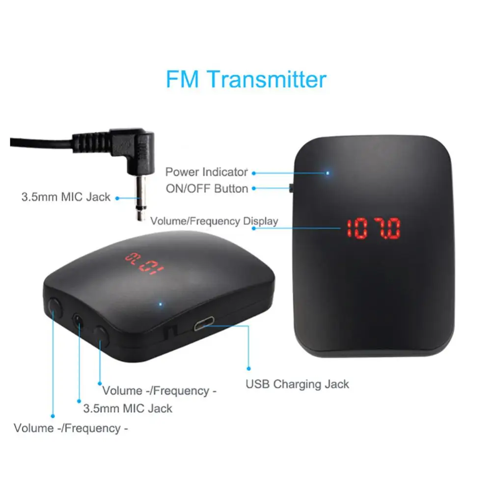 1 Set FM Wireless Headset Microphone FM Radio Amplifier FM Transmitter Headset With Both Headset MIC Collar Clip-On MIC